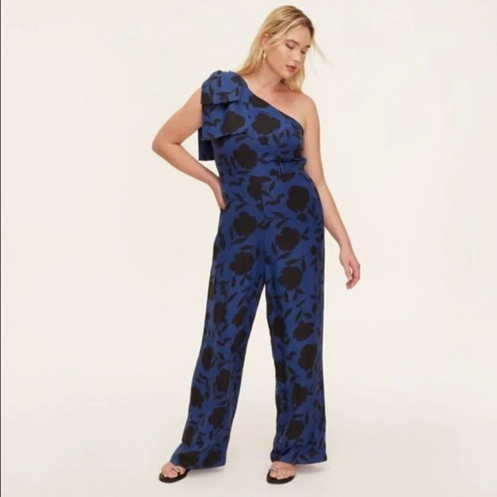 NWOT Kate Spade Rose Linen Floral Jumpsuit Romper Wide Leg x Target with Bow, 8